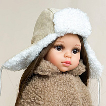 Шапка-ушанка для куклы Paola Reina 33 см, бежевый вельветовый верх